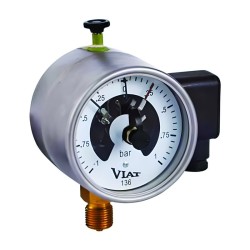 Pressure Vacuum Gauge with contacts. Vertical Mounted