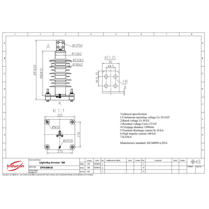 36 kV MCOV 24.4 kV - 10 kA - SM Class - 1 Pole