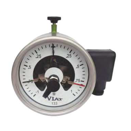 Pressure Vacuum Gauge with contacts. Horizontal Mounted